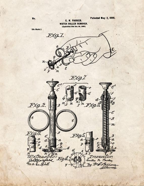 Watch Roller Remover Patent Print