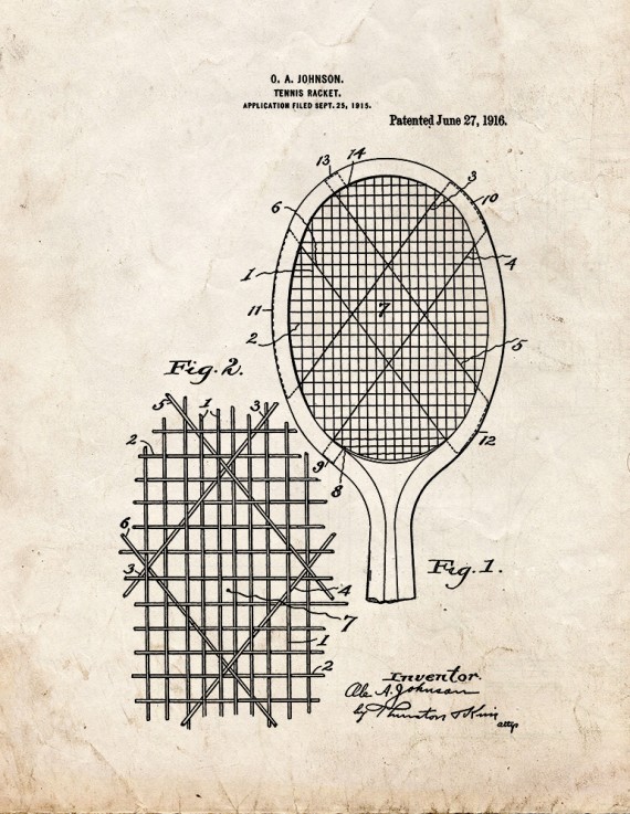 Tennis Racket Patent Print