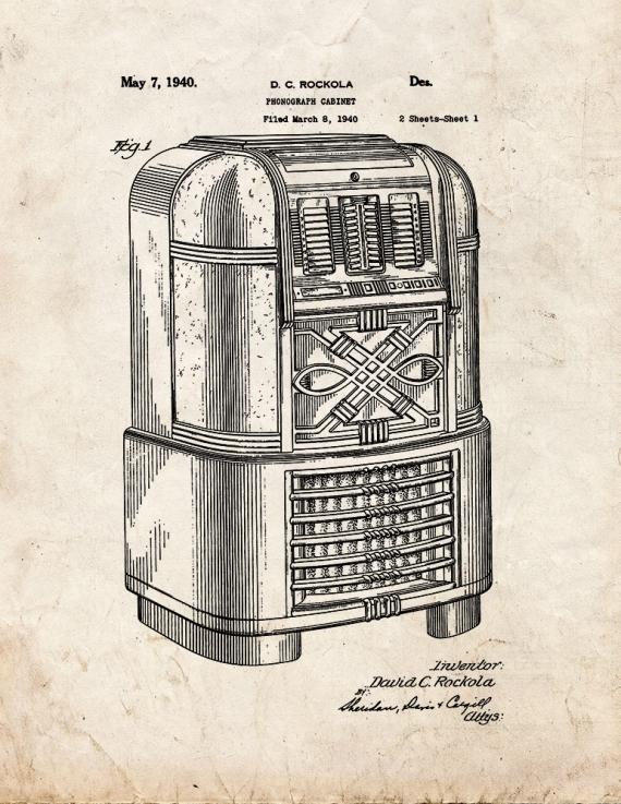 Phonograph Cabinet Patent Print