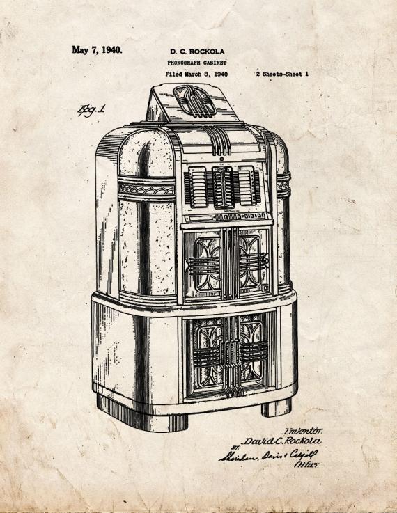 Phonograph Cabinet Patent Print