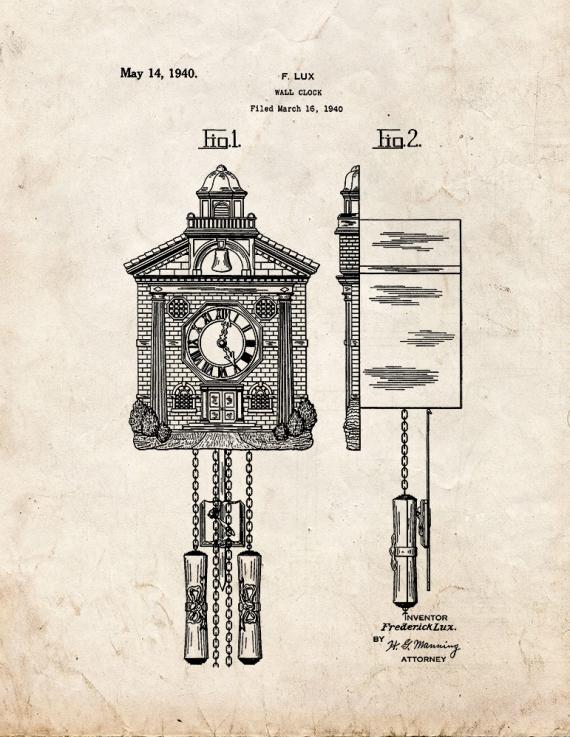 Wall Clock Patent Print