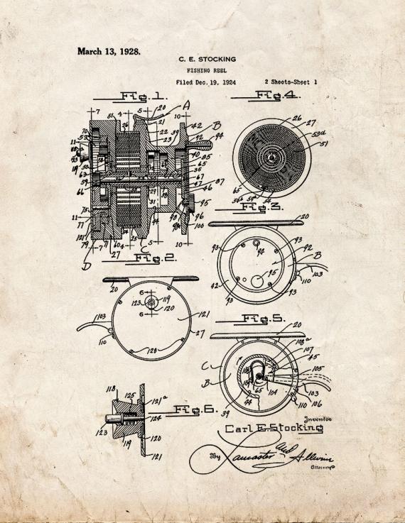 Fishing Reel Patent Print