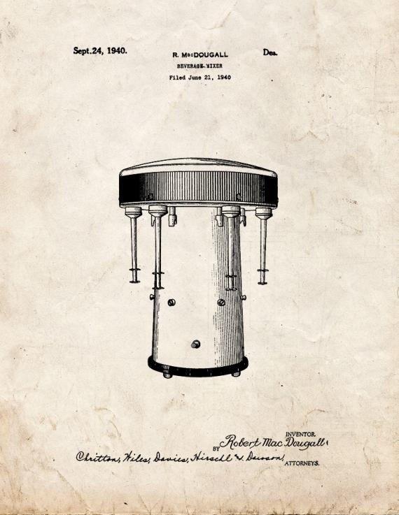 Beverage Mixer Patent Print
