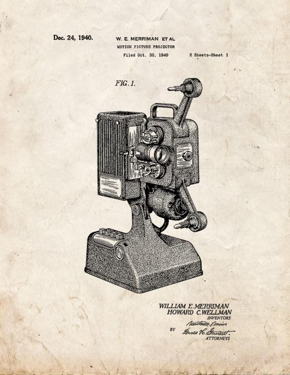 Motion Picture Projector Patent Print