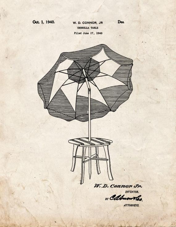 Umbrella Table Patent Print