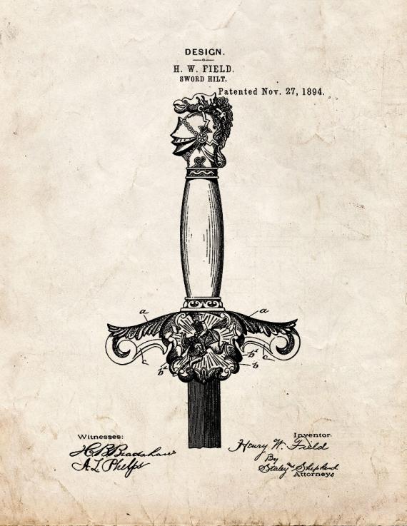 Sword Hilt Patent Print