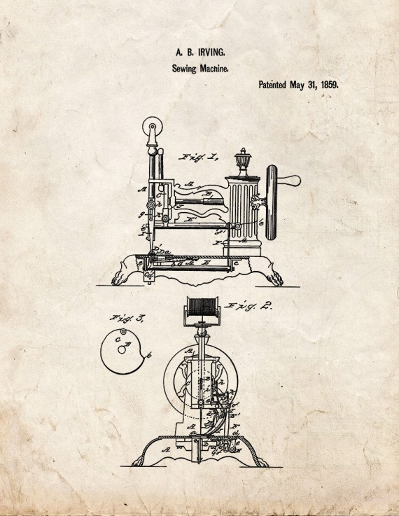 Sewing Machine Patent Print