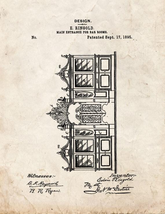 Main Entrance For Bar Rooms Patent Print