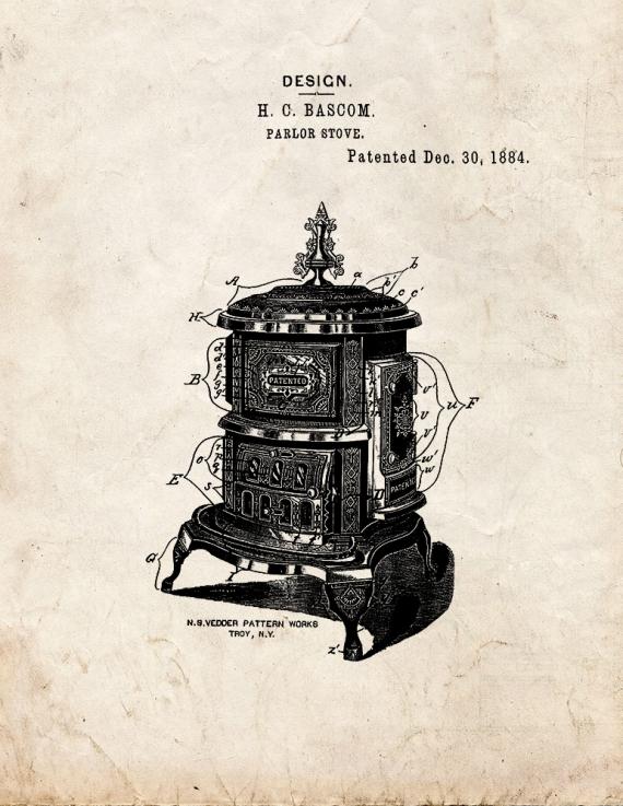 Parlor Stove Patent Print