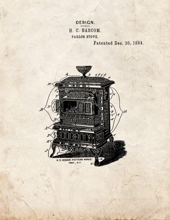 Parlor Stove Patent Print