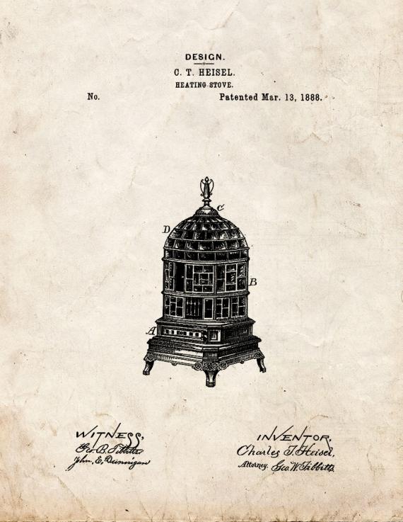 Heating Stove Patent Print