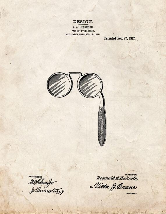 Eyeglasses Patent Print