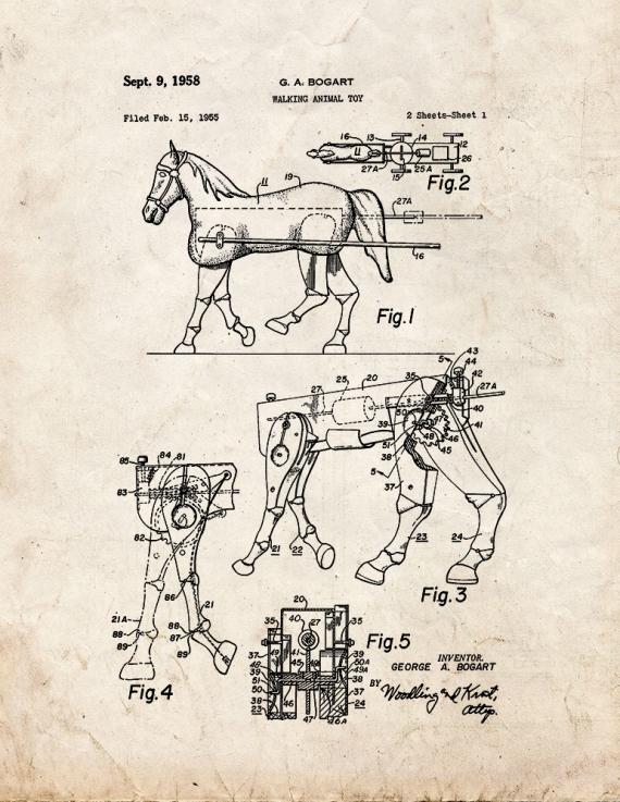 Walking Animal Toy Patent Print