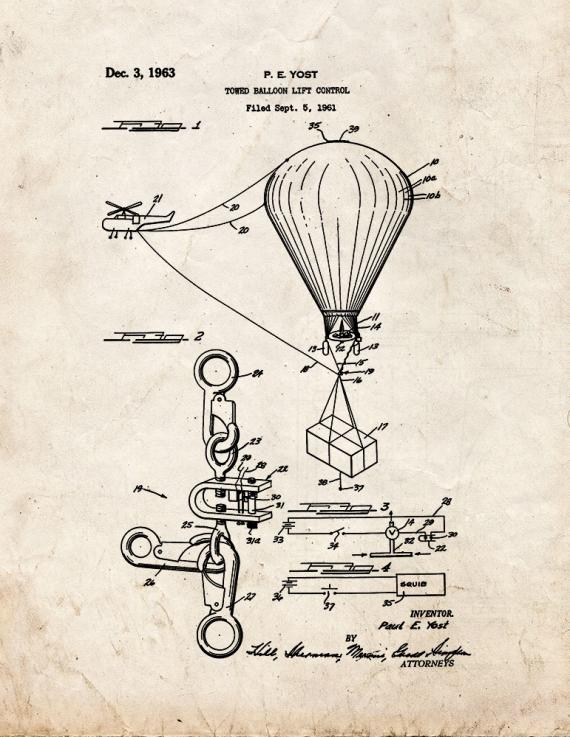 Towed Balloon Lift Control Patent Print