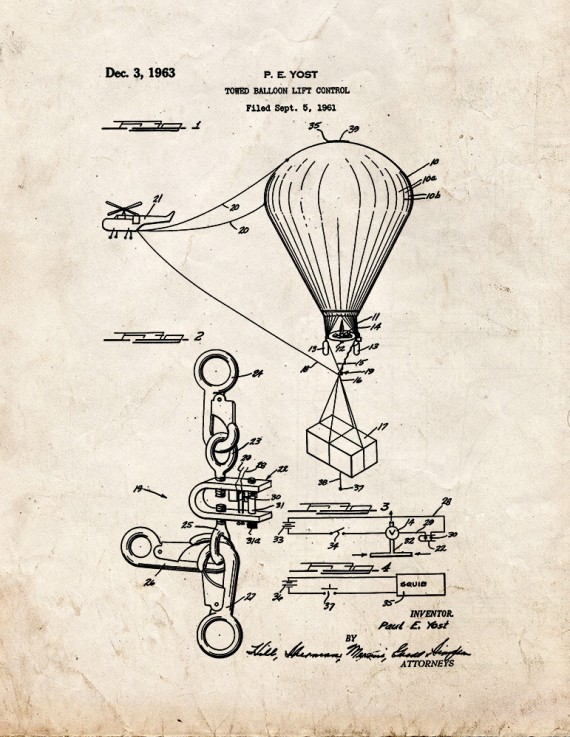 Towed Balloon Lift Control Patent Print