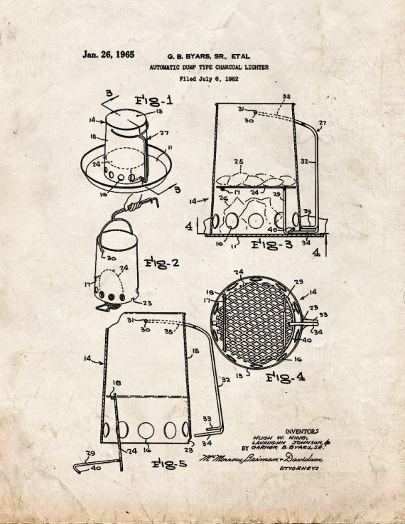Automatic Dump Type Charcoal Lighter Patent Print