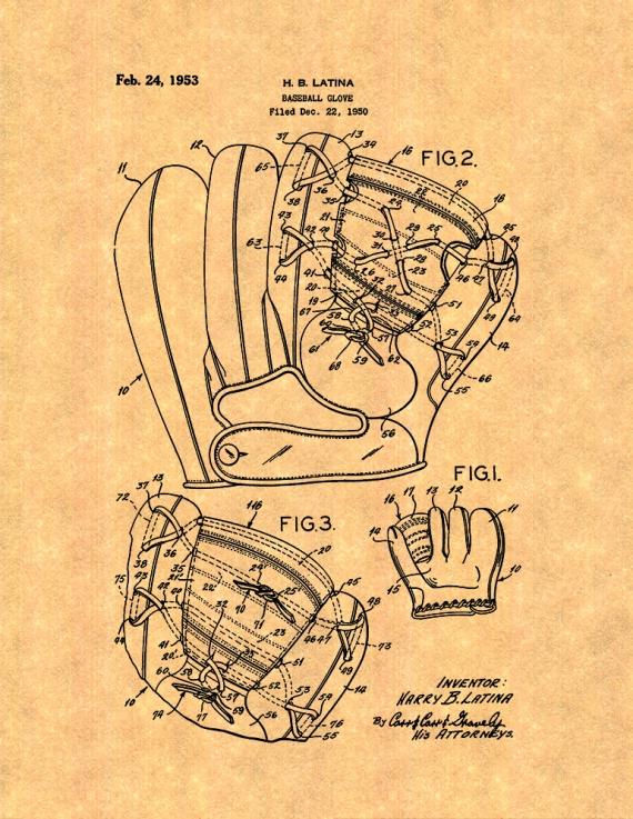 Baseball Glove Patent Print