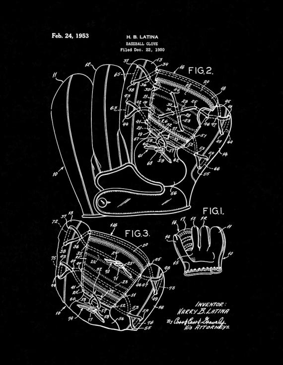 Baseball Glove Patent Print