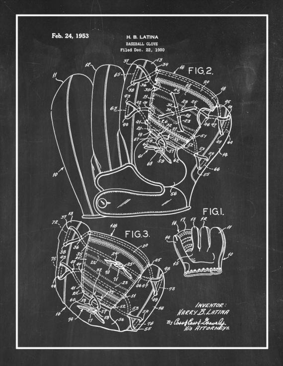 Baseball Glove Patent Print