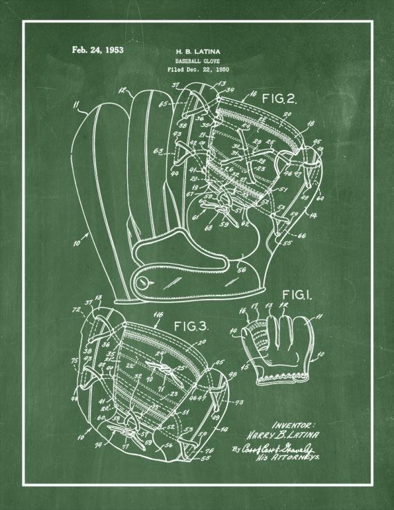 Baseball Glove Patent Print