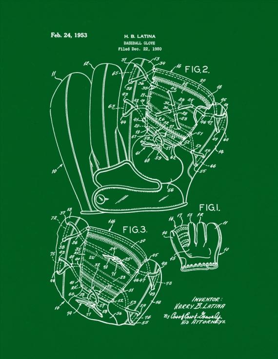 Baseball Glove Patent Print