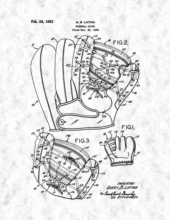 Baseball Glove Patent Print