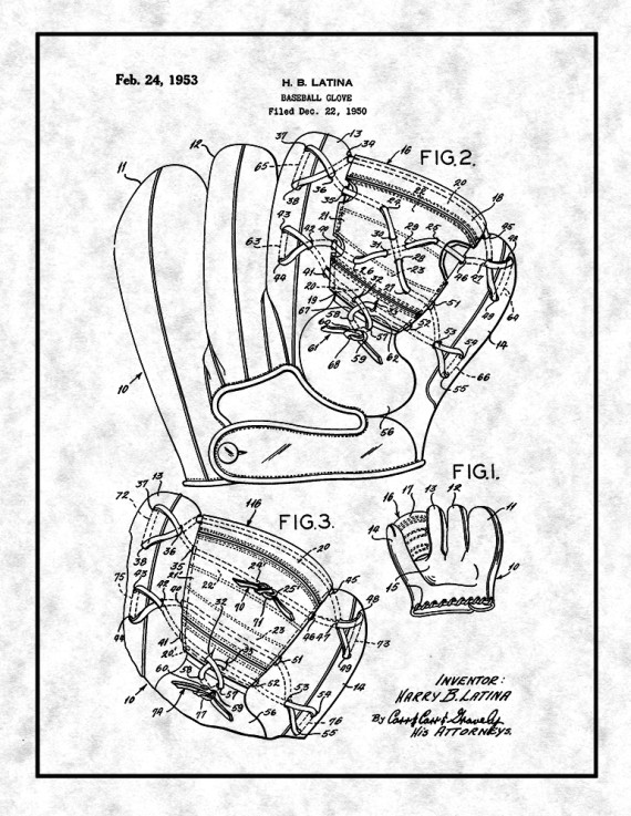 Baseball Glove Patent Print
