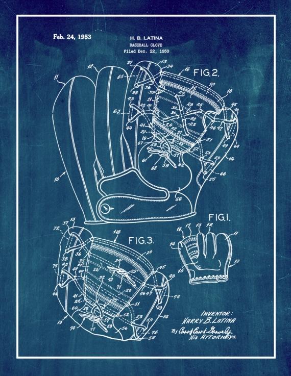 Baseball Glove Patent Print