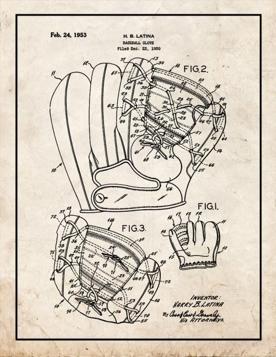 Baseball Glove Patent Print