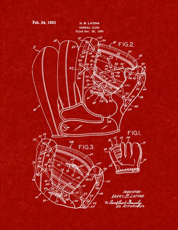 Baseball Glove Patent Print