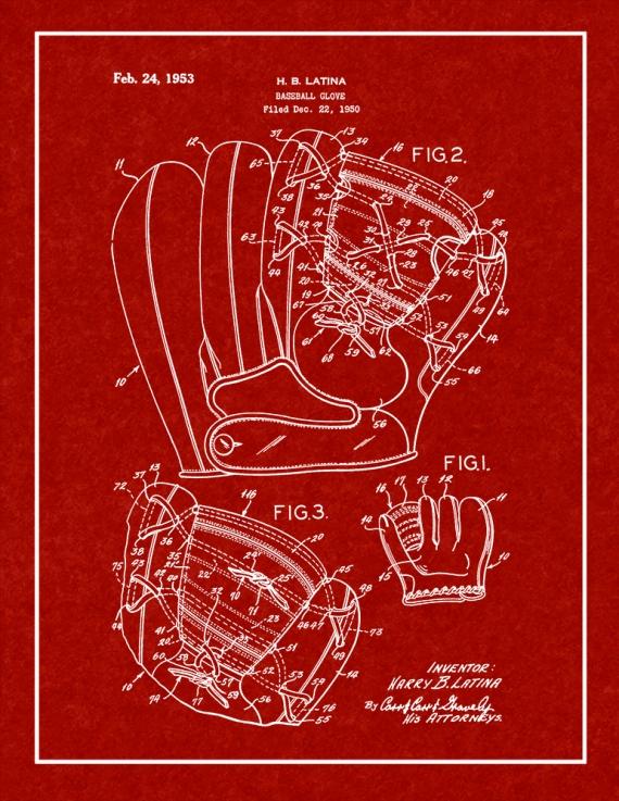 Baseball Glove Patent Print