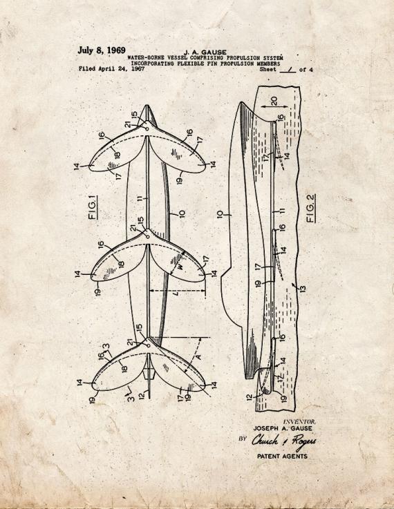 Water-borne Vessel Comprising Propulsion Patent Print