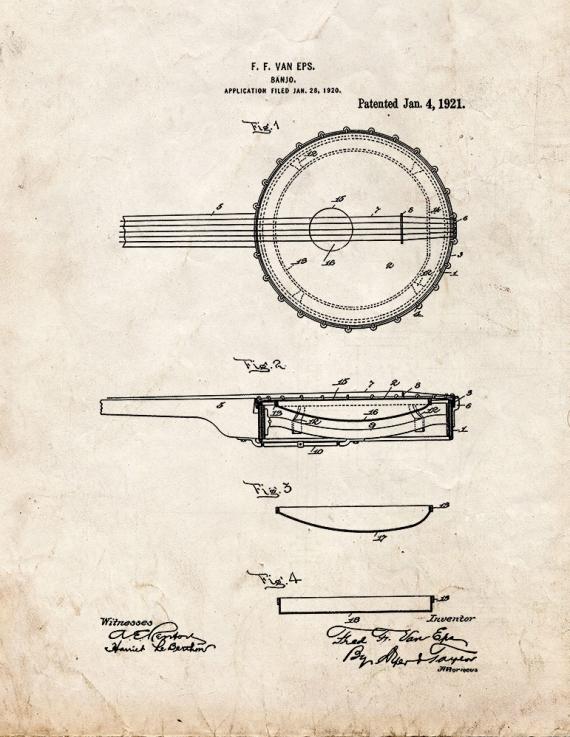 Banjo Patent Print