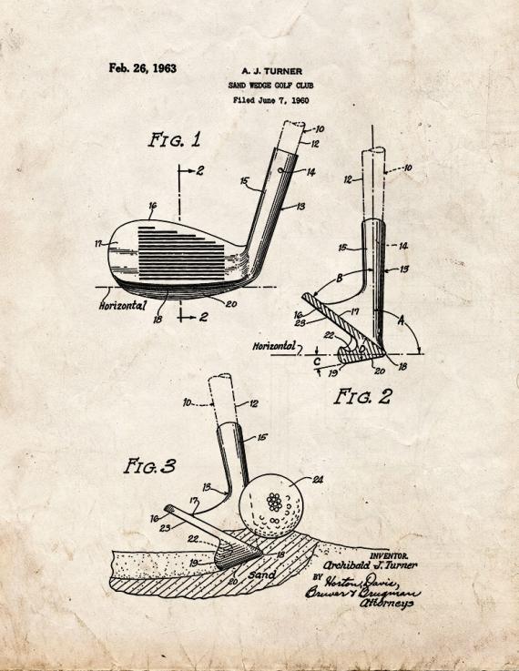 Sand Wedge Golf Club Patent Print