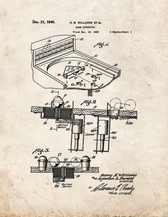 Game Apparatus Patent Print