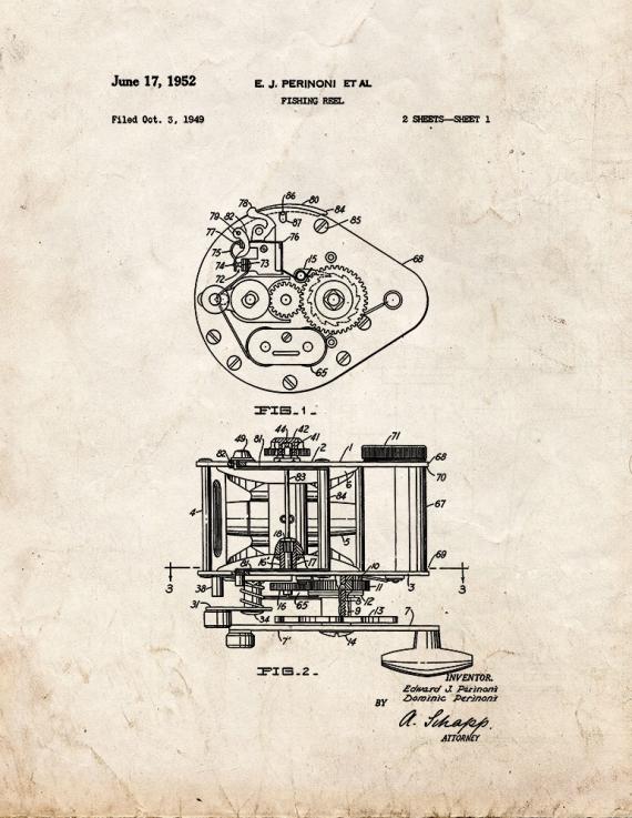 Fishing Reel Patent Print