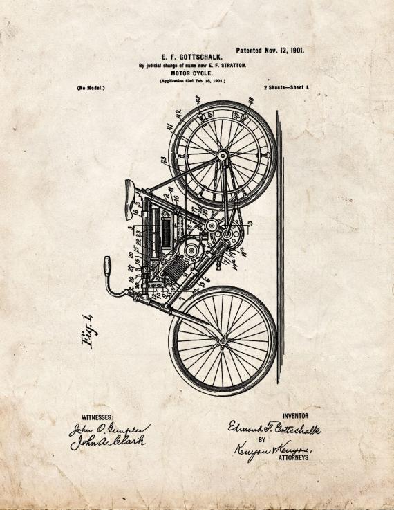 Motorcycle Patent Print