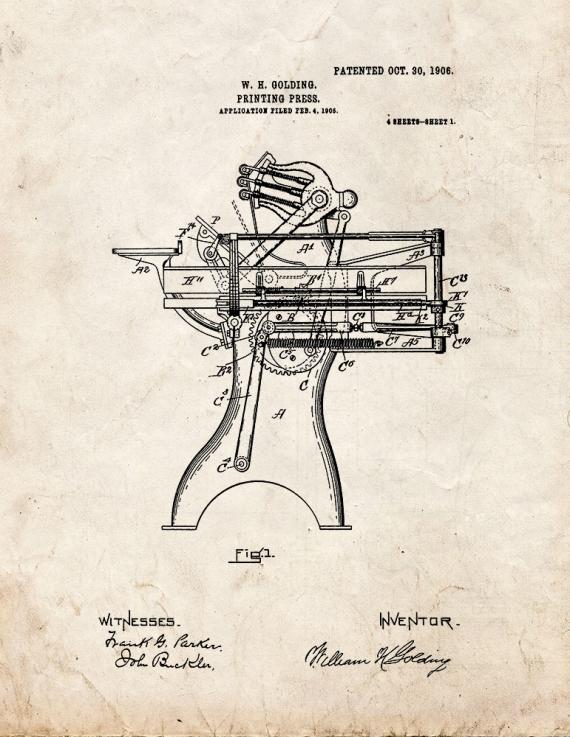 Printing Press Patent Print