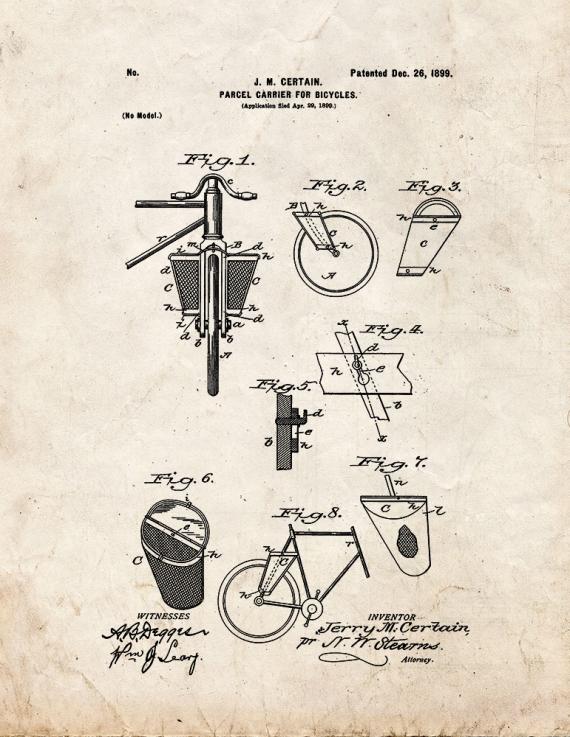 Parcel-carrier For Bicycles Patent Print