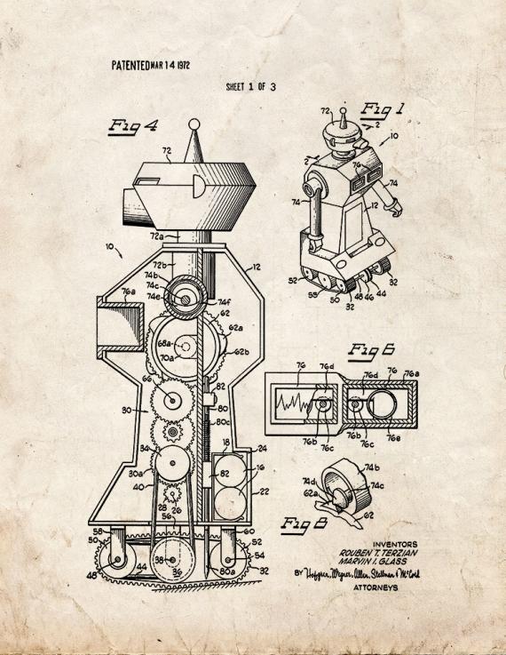 Programmed Self-propelled Toy Patent Print