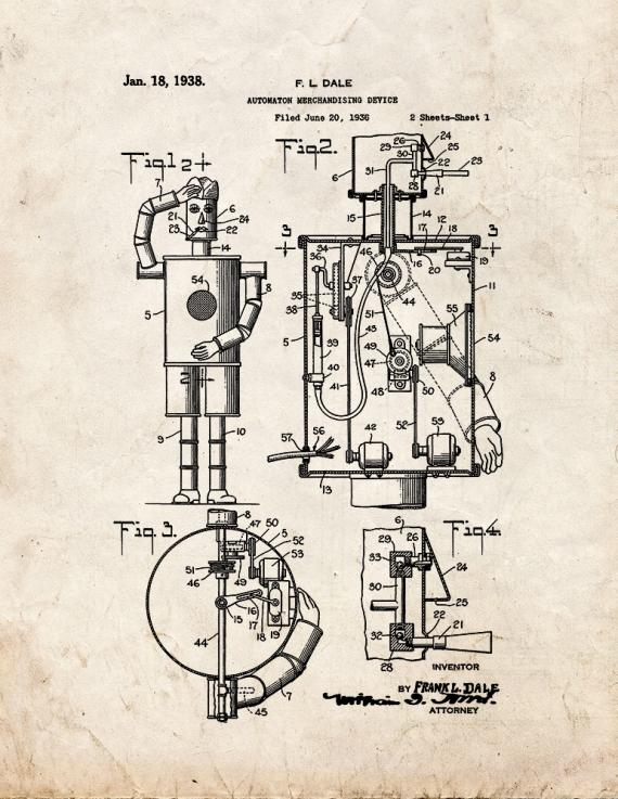 Automaton Merchandising Device Patent Print