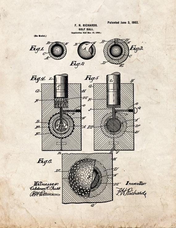 Golf Ball Patent Print