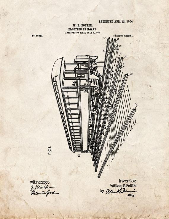 Electric Railway Patent Print