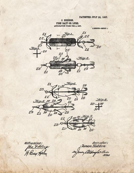 Fish Bait Or Lure Patent Print