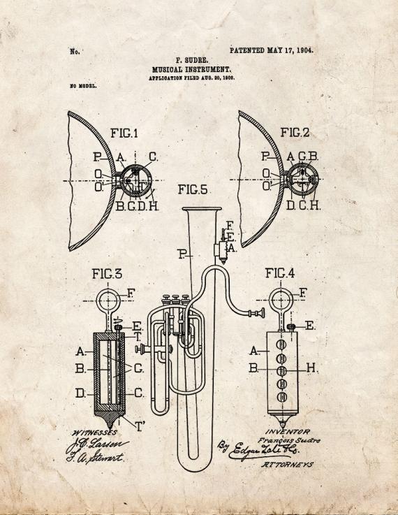 Musical Instrument Patent Print