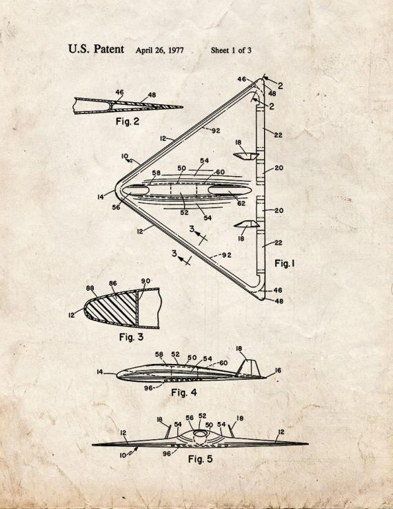Aircraft Of Low Observability Patent Print