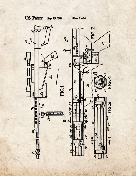 Self-unlocking Device For Recoiling Gun Patent Print