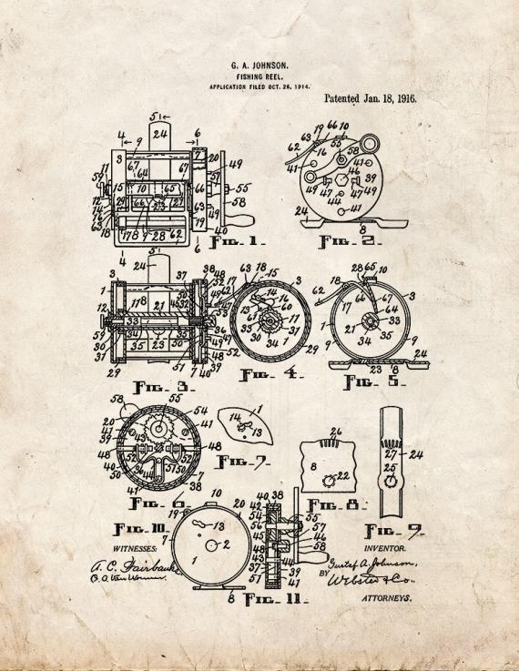 Fishing Reel Patent Print