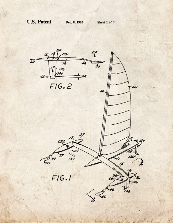 Foil Suspended Watercraft Patent Print