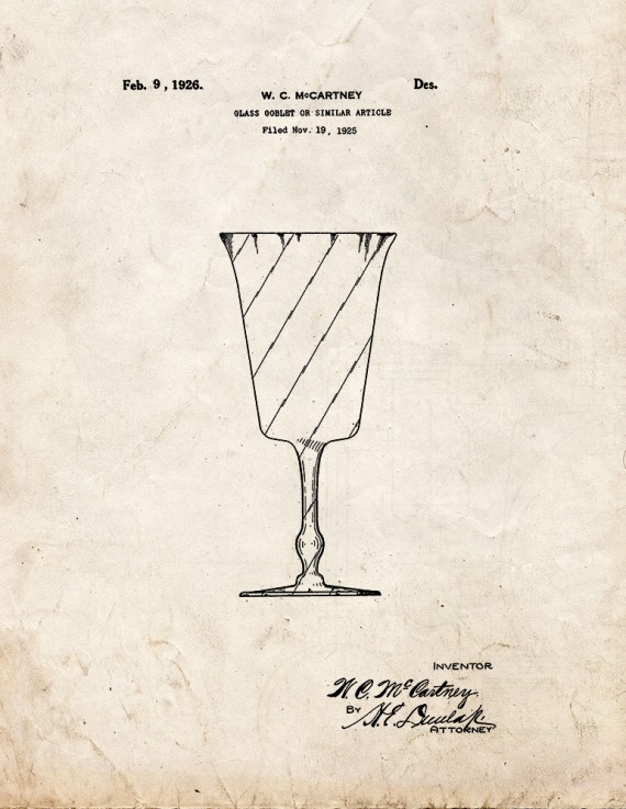 Glass Goblet Patent Print